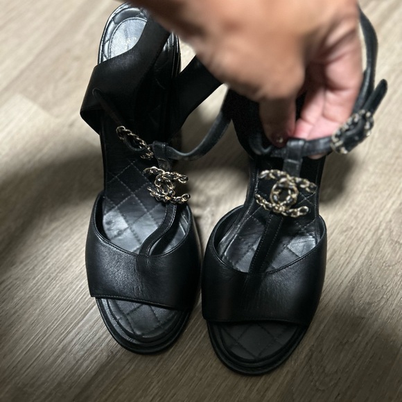 Black Chanel Wedges - Picture 1 of 5